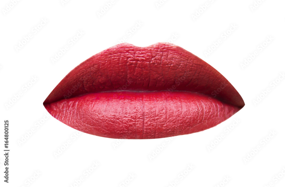 Woman's lips close up isolated on white background. Woman's lips close up isolated on white background.