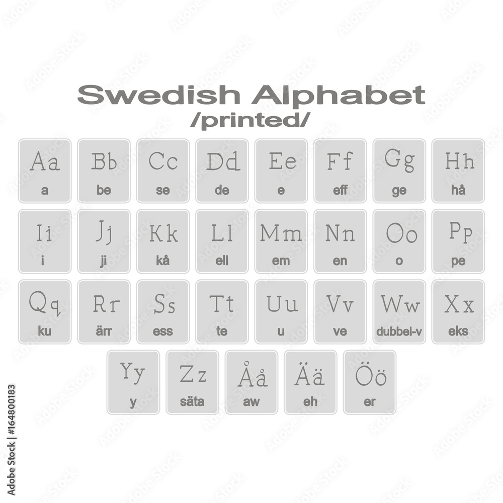 Set of monochrome icons with Swedish alphabet for your design Set of monochrome icons with Swedish alphabet for your design