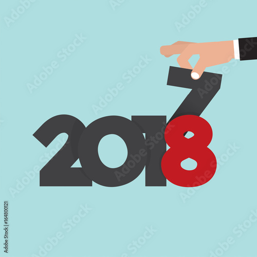Hand Changing 2017 To 2018 Vector Illustration