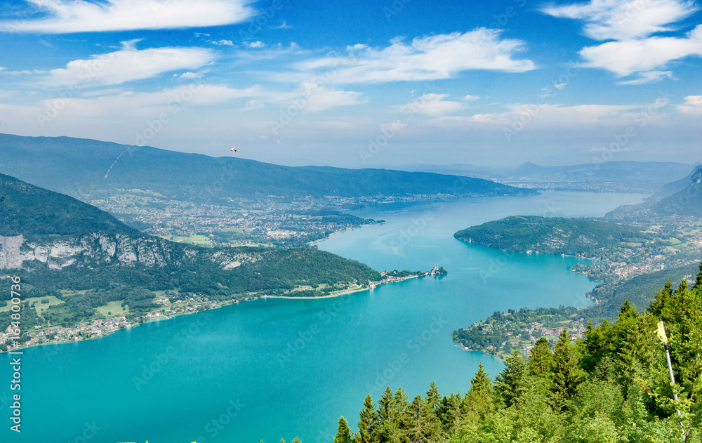 View of the Annecy lake in the french Alps