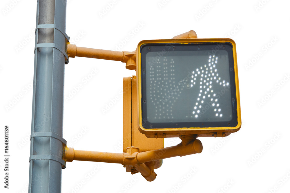 Fototapeta premium New York pedestrian traffic light isolated on white with clipping path
