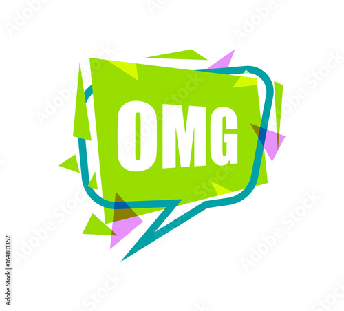 Omg speech bubble with expression text. Most commonly used replica label isolated on white background vector illustration.