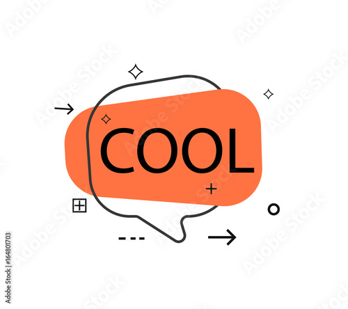 Outline speech bubble with Cool phrase. Most commonly used replica label isolated on white background vector illustration.