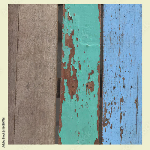 Wooden grunge texture in blue, green and brown.