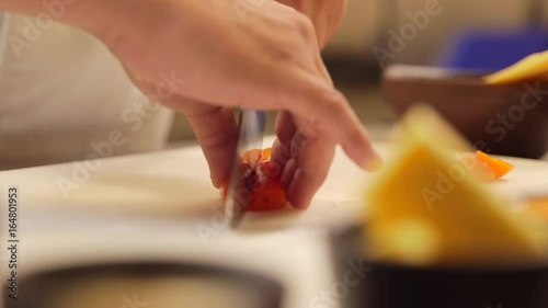 Chopping chili pepper