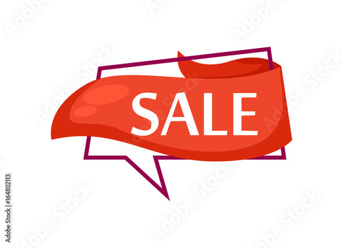 Marketing speech bubble with Sale phrase. Most commonly used replica label, market promotion, retail sticker isolated vector illustration.