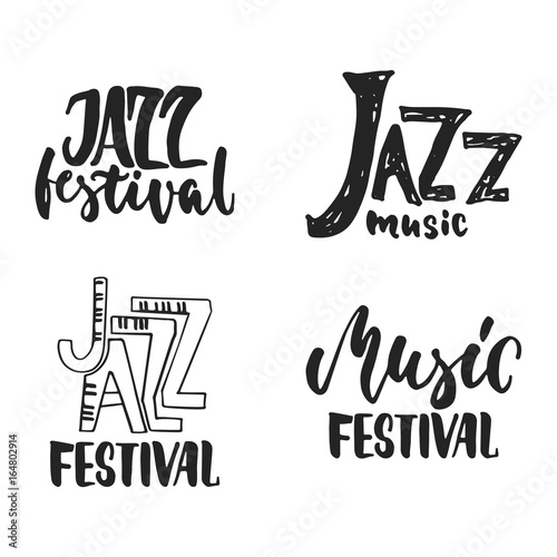 Canvas Print Jazz festival set - hand drawn music lettering quote isolated on the white background