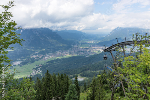 Garmisch-Partenkirchen von oben mit Seilbahnstation