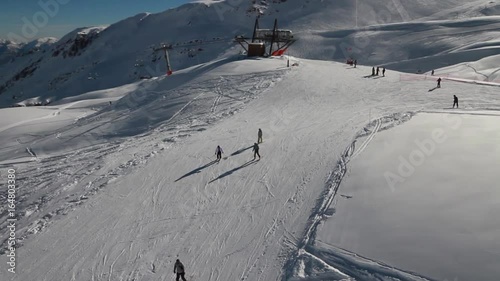 Skiing down slope