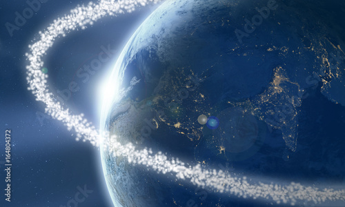 Fototapeta Naklejka Na Ścianę i Meble -  Space junk ring around the Earth viewed from space