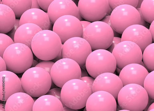 3d illustration. Pink child play circle balls in the pool