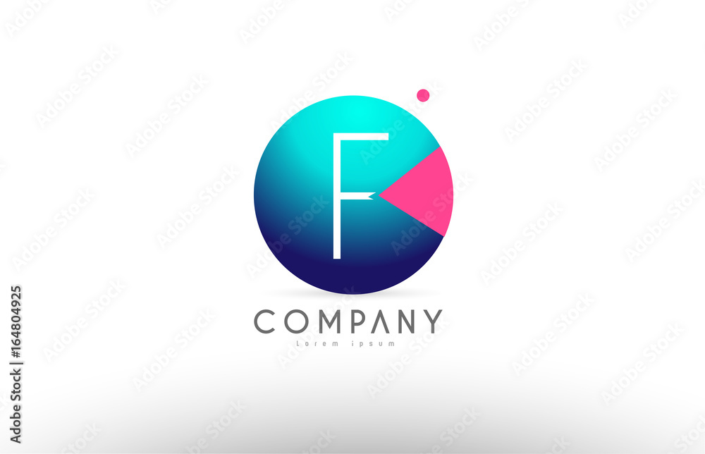 F alphabet 3d sphere letter blue pink logo icon design F alphabet 3d sphere letter blue pink logo icon design