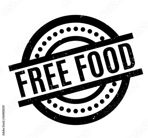 Free Food rubber stamp. Grunge design with dust scratches. Effects can be easily removed for a clean, crisp look. Color is easily changed.
