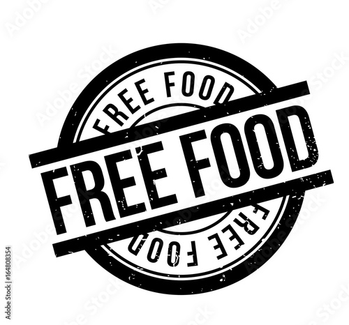 Free Food rubber stamp. Grunge design with dust scratches. Effects can be easily removed for a clean, crisp look. Color is easily changed.