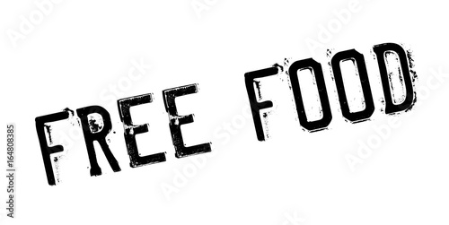 Free Food rubber stamp. Grunge design with dust scratches. Effects can be easily removed for a clean, crisp look. Color is easily changed.
