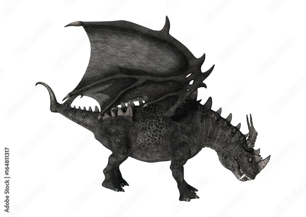 Naklejka premium 3D Rendering Fantasy Dragon on White