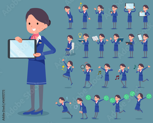 flat type Cabin attendant blue woman_2
