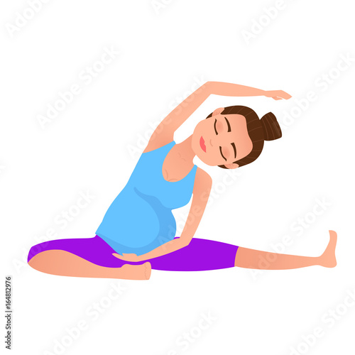 Young pregnancy woman meditation in yoga poses.