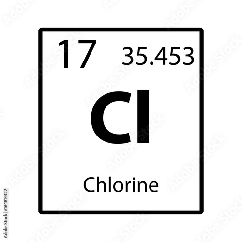 Chlorine periodic table element icon on white background vector photo