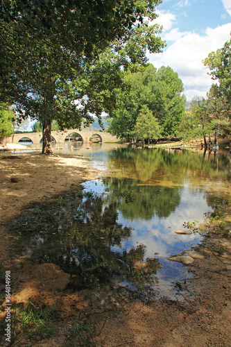 landscape, river, trees and sky