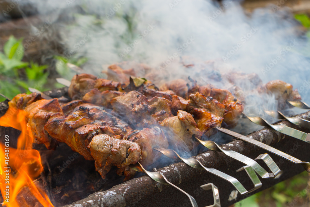 Fried meat at the stake Fried meat at the stake