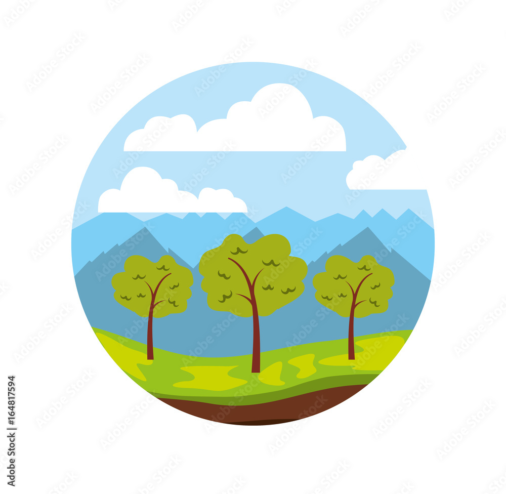 Fototapeta premium beautiful forest landscape icon vector illustration design
