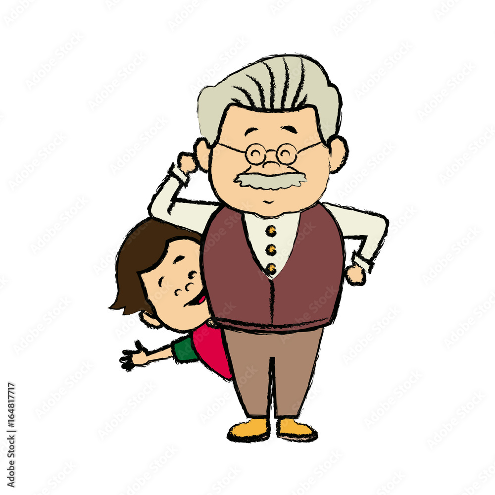 cartoon grandpa and his grandson family cheerful cartoon grandpa and his grandson family cheerful