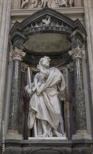 Marble statue disciple of Jesus the Apostle of St. James the Lesser by de Rossi in Basilica di San Giovanni in Laterano  St. John Lateran basilica  in Rome. Rome  Italy  June 2017