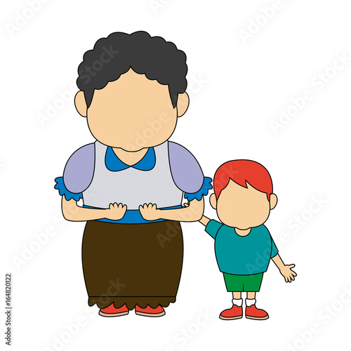 grandma and her grandson standing happy