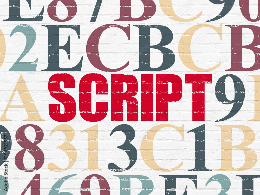 Programming concept: Script on wall background Programming concept: Script on wall background