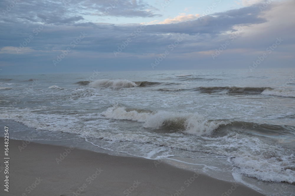 Black sea waves. Stormy day. Beach