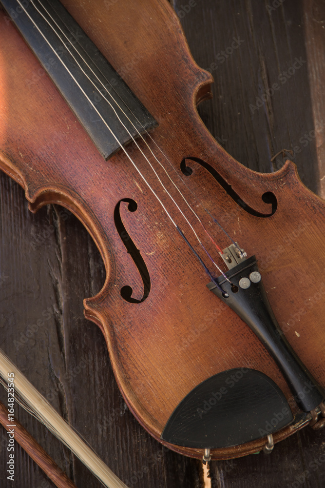 Fototapeta premium violin on the bench