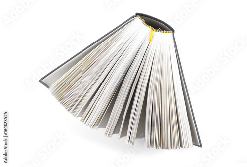 fanned book photographed from above