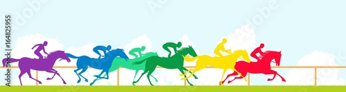 Race horses and colorful silhouettes