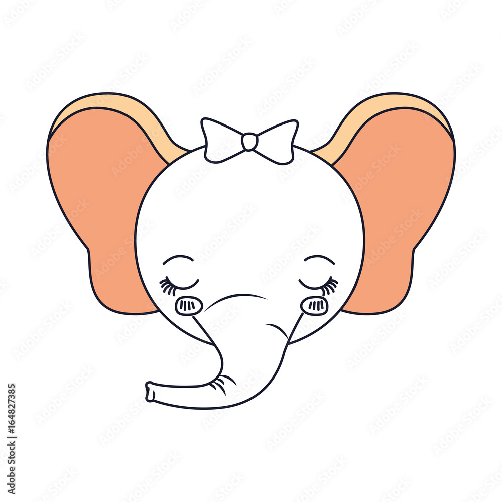 silhouette color sections face of female elephant animal eyes closed expression vector illustration silhouette color sections face of female elephant animal eyes closed expression vector illustration