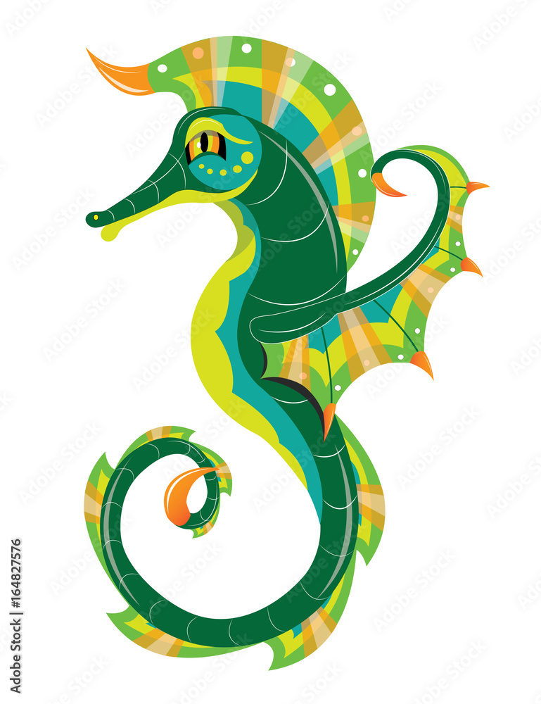 Obraz premium Beautiful green sea horse