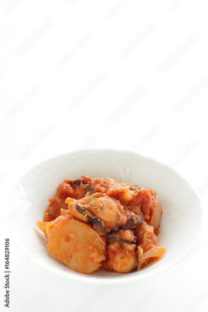 Italian food, octopus and tomato simmered