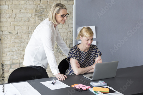 Mature businesswoman working with younger colleague in office