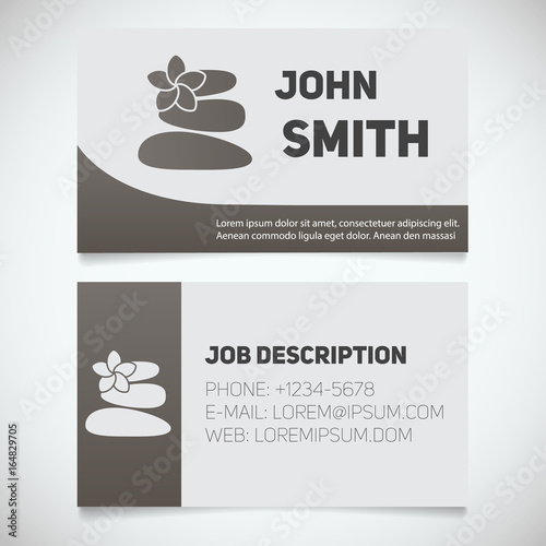 Business card print template with stones for massage logo