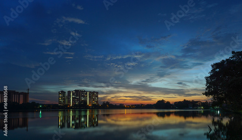 Canvas Print Blue Hour Sky By The Lagoon.