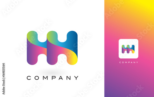 HH Logo Letter With Rainbow Vibrant Beautiful Colors. Colorful Trendy Purple and Magenta Letters Vector.