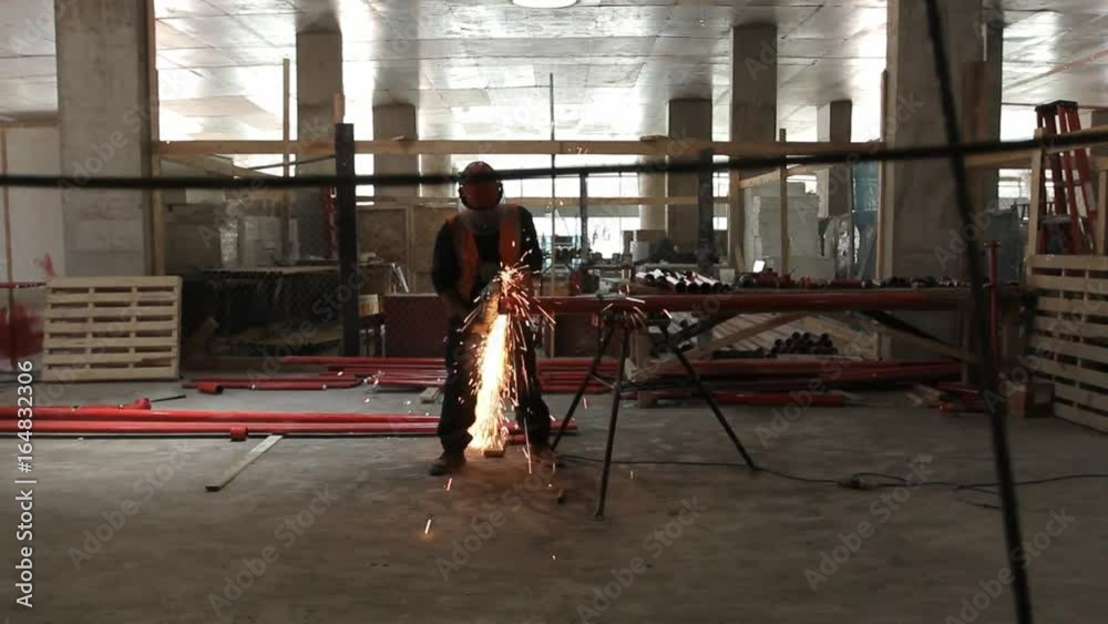 Steel worker with sparks Steel worker with sparks