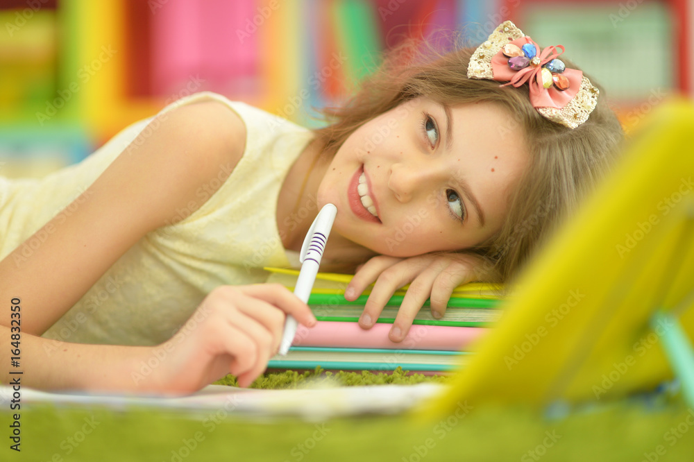 cute girl doing homework cute girl doing homework