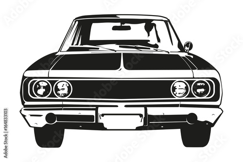 Vintage American Muscle Car Silhouette from the 1960s