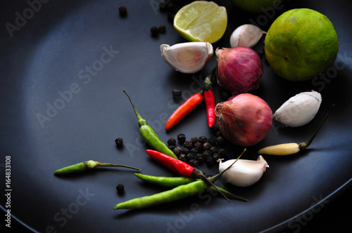 Thai Spice Ingredients on Black Plate
