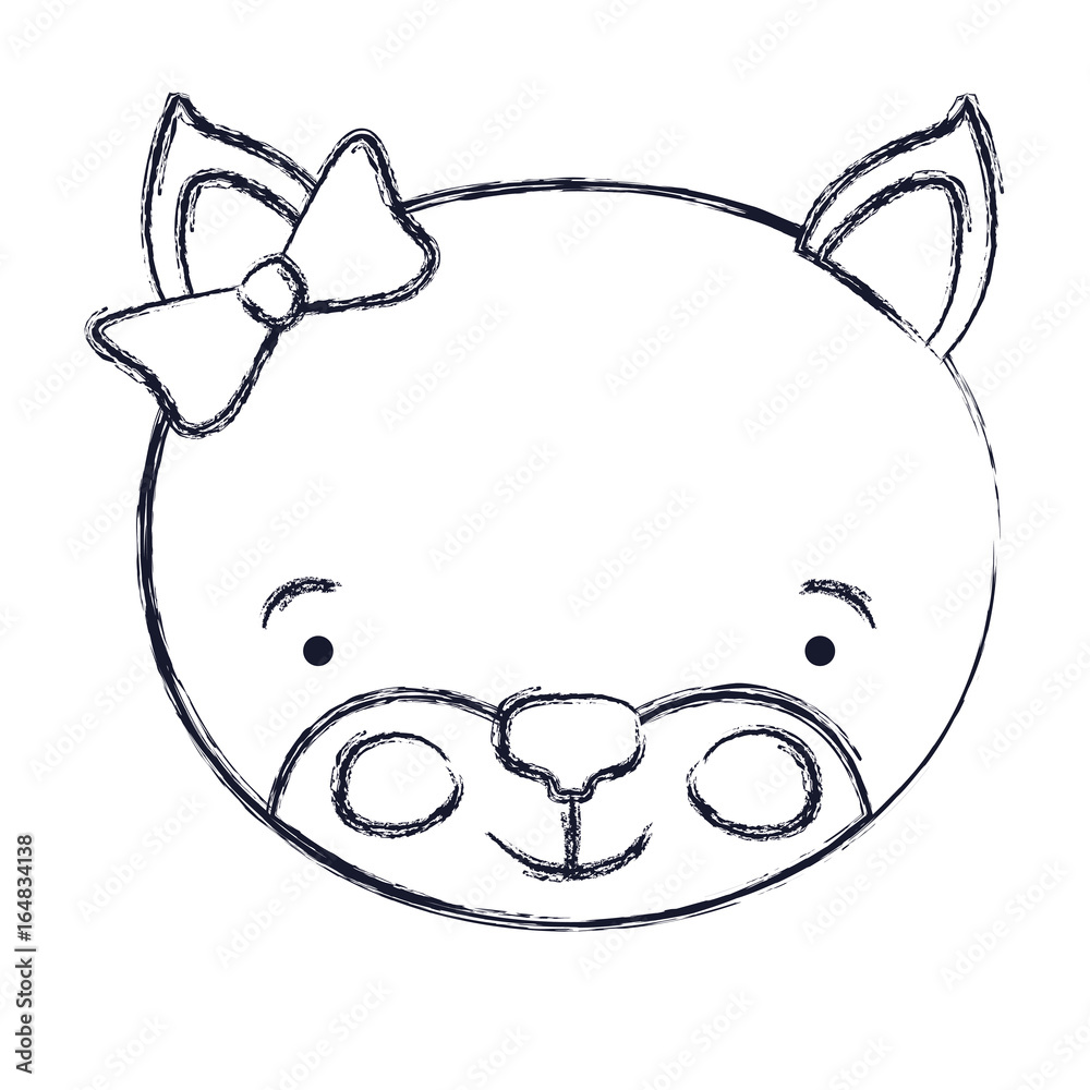 blurred silhouette face of female kitten animal happiness expression with bow lace vector illustration blurred silhouette face of female kitten animal happiness expression with bow lace vector illustration