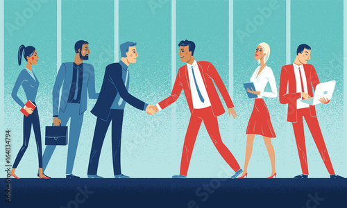 Business meeting of two companies.
