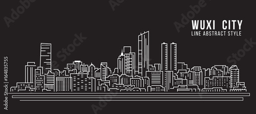 Cityscape Building Line art Vector Illustration design - Wuxi city