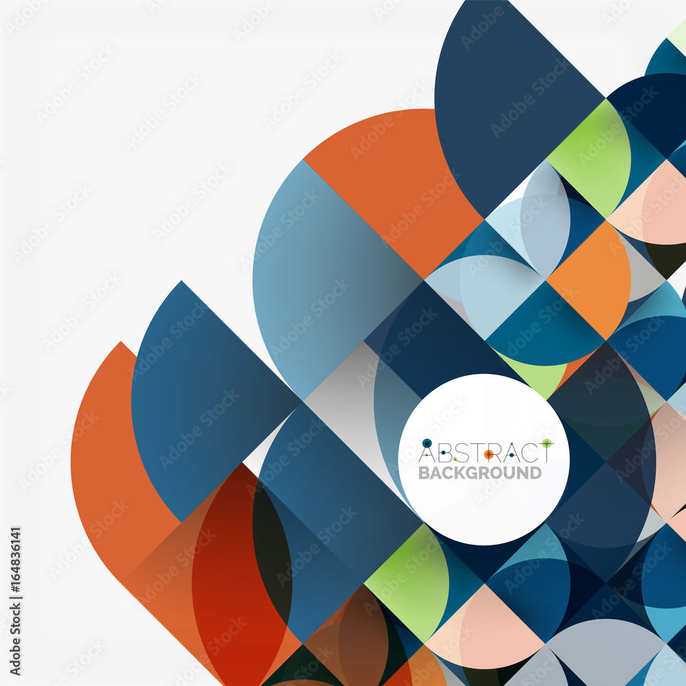 Fototapeta premium Cut paper circles, mosaic mix geometric pattern design