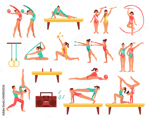 Gymnastics And Actobatics Decorative Icons Set